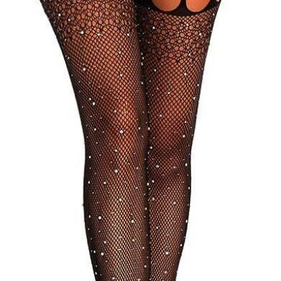 Sparkle Rhinestone Stockings Women Sexy Crystal Pantyhose Fishnet Tights